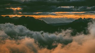 Mountains under clouds